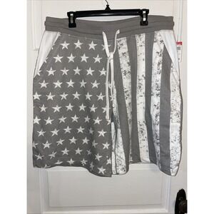 Joe Boxer Sweatshirt Material Long Shorts 100% Cotton Gray Stars and‎ Stripes XL